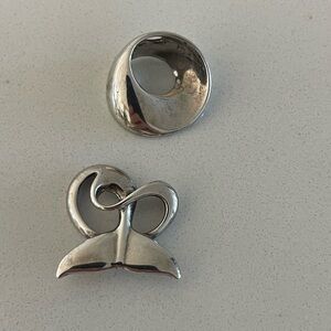 Sterling Silver Mobius and Whale Tail Pendant Set (2)